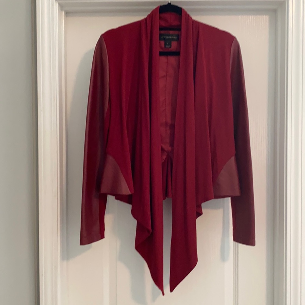 Red leather and knit light jacket